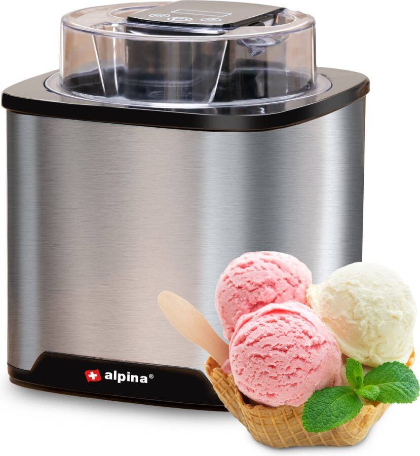 Alpina IJsmachine Roomijs Frozen Yoghurt Sorbet etc 2 L Zelfuitschakeling RVS Zilverkleurig