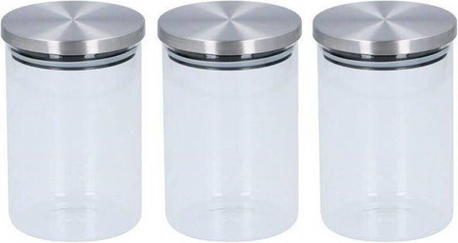 Alpina Kitchen & Home 3x Glazen snoeppot voorraadpot 15 cm 800 ml Voorraadbussen met deksel