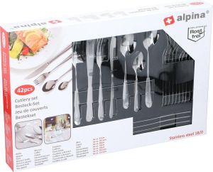 Alpina Kitchen & Home Alpina 42-Delige bestekset Vaatwasser geschikt Hoogglans RVS