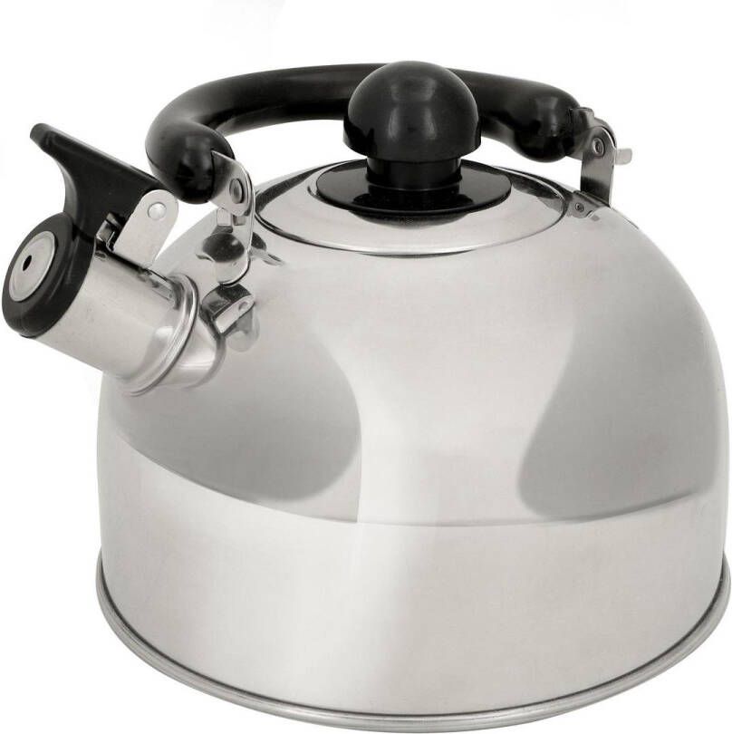 Alpina Kitchen & Home alpina Fluitketel 1.8L Geschikt voor Inductie en Gas Diameter Ø19CM Waterkoker Waterketel Gemaakt van Hygiënisch RVS Cool-Touch Handgreep Zilver