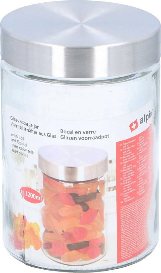 Alpina Kitchen & Home Alpina Voorraadpot 1200 Ml Aluminium glas Zilver transparant