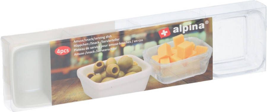 Alpina Kitchen & Home Set van 4x amuse tapas serveerschaaltjes Keukenbenodigdheden Serveerschaaltjes Snacks hapjes serveren