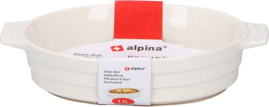 Alpina Ovale ovenschaal keramiek wit 24 x 14 cm Ovenschalen braadslede Ovenschotel schalen Bakvorm