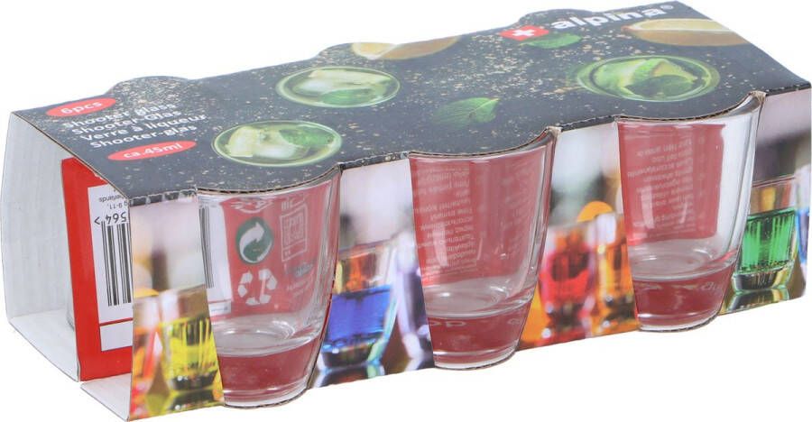 Merkloos Set van 6x stuks shotglazen glaasjes shotjes van 45 ml