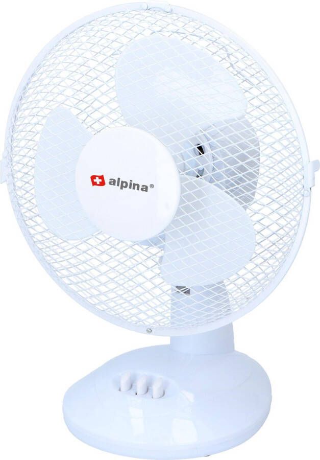 Alpina Tafelventilator Ø 23 Cm 2 Snelheden Draaiend Kantelbaar Wit