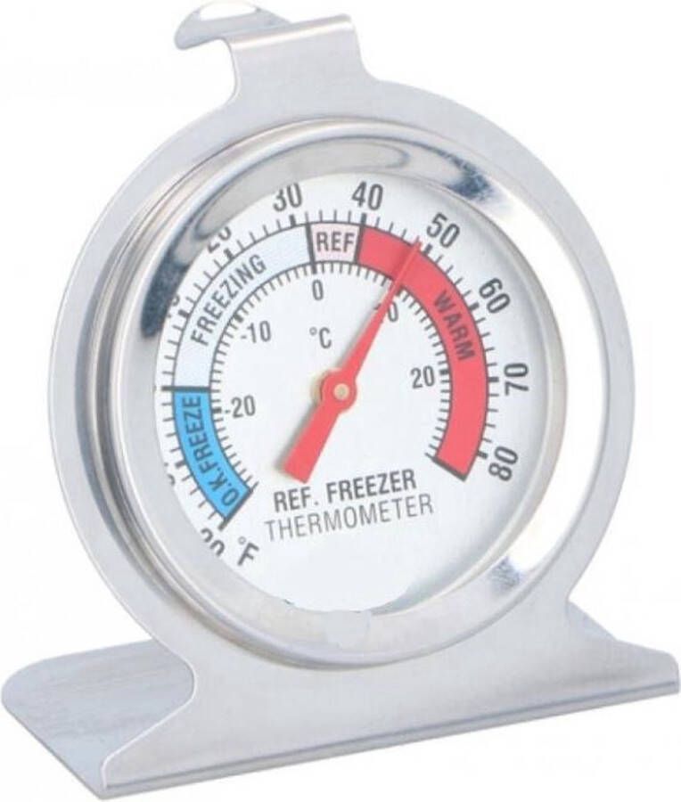 Alpina Thermometer Koelkast Vriezer Ø 6 5 cm. 30 tot + 30 graden Zilver