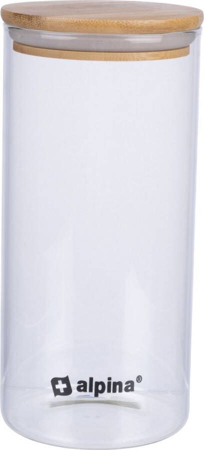 Alpina Voorraadpot 1.25L Glazen Pot met Deksel Bewaarpot van Borosilicaatglas Bamboe