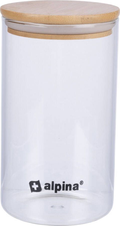 Alpina Voorraadpot 900ML Glazen Pot met Deksel Bewaarpot van Borosilicaatglas Bamboe