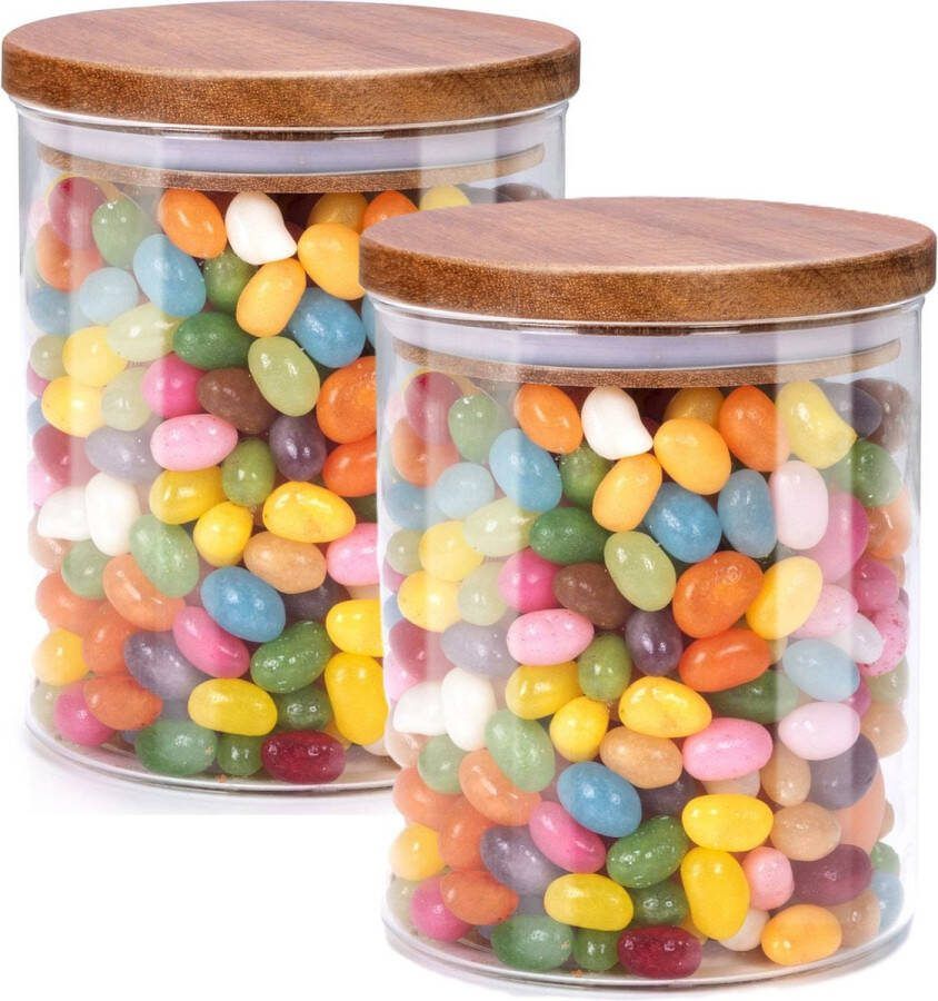 Alpina Voorraadpot bewaarpot Foodking 2x borosilicaat glas 600 ml glas hout luchtdicht