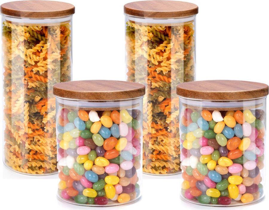 Alpina Voorraadpot bewaarpot Foodking 4-delige set borosilicaat glas 600 1250 ml glas hout