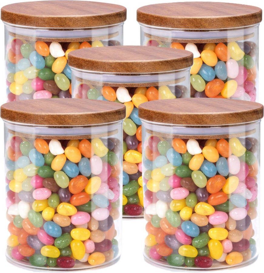Alpina Voorraadpot bewaarpot Foodking 5x borosilicaat glas 600 ml glas hout luchtdicht