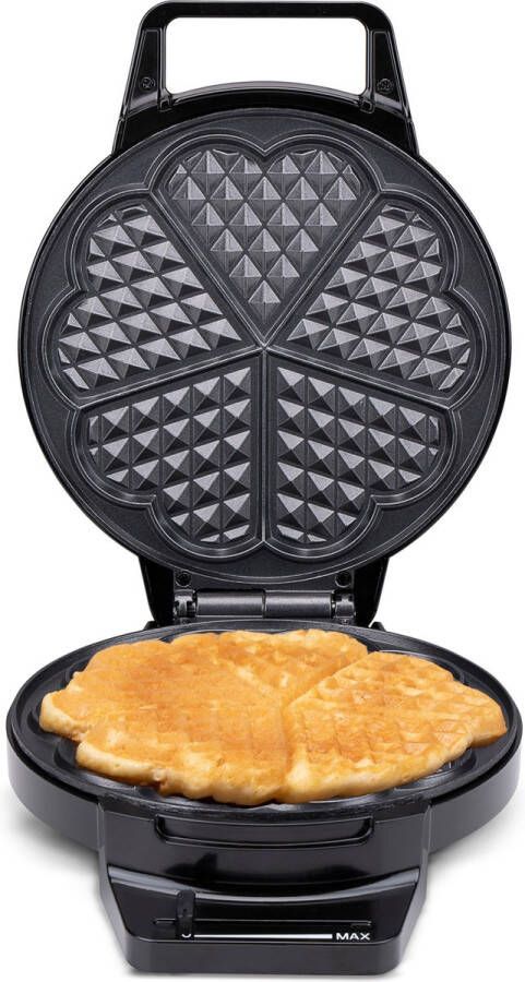 Alpina Wafelijzer Wafelmaker Hartvorm Antiaanbaklaag 5 Wafels 1000 W Zwart