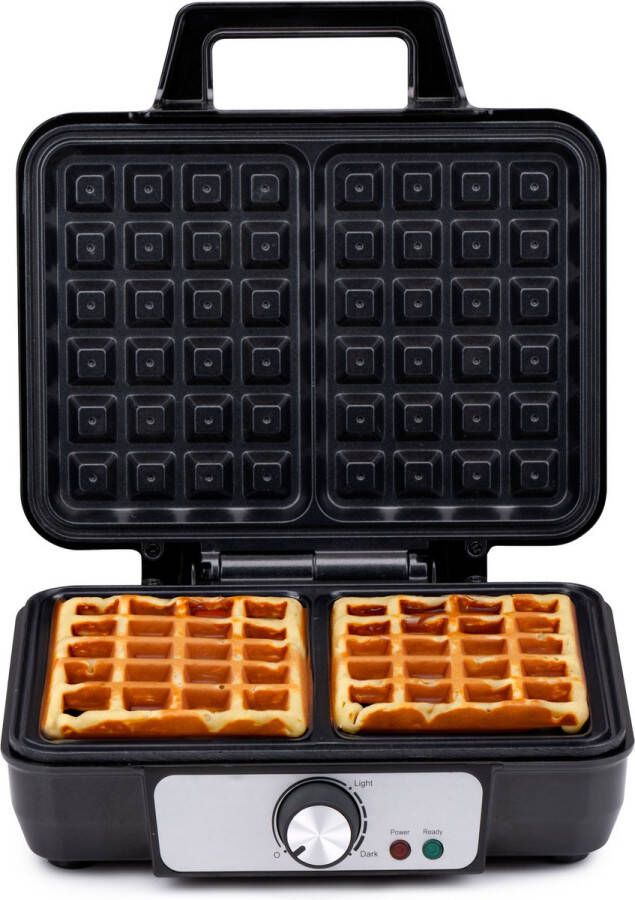 Alpina Wafelijzer Brusselse Wafels Antiaanbaklaag 2 Wafels 1000 W Zwart