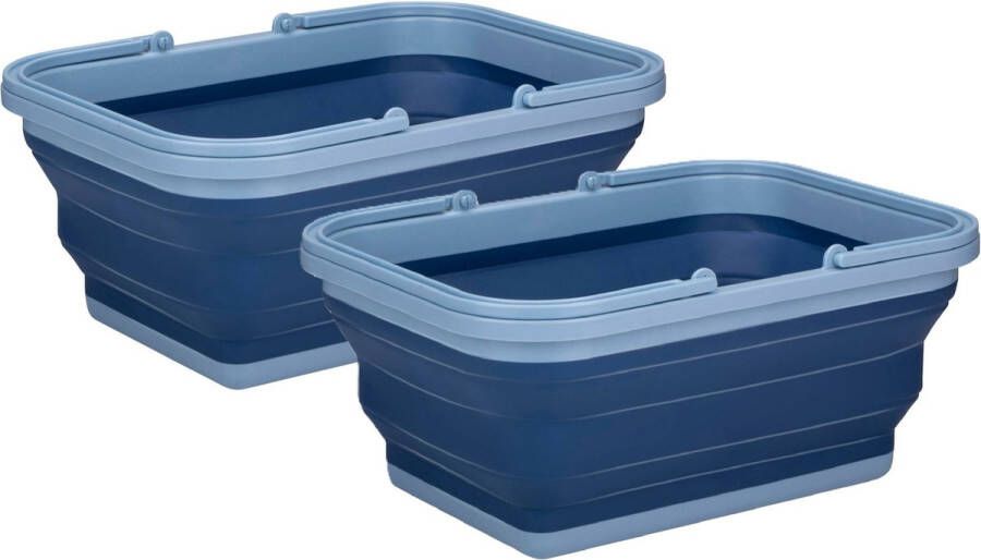 Alpina Wasmand draagmand opvouwbaar 2x kunststof 19 Liter blauw 38 x 28 x 18 cm huishoud camping