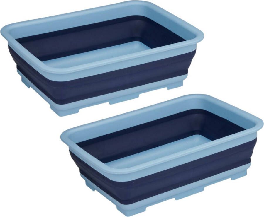 Alpina Wasmand opbergmand opvouwbaar 2x kunststof 12 L blauw 37 x 27 x 12 cm huishoud camping