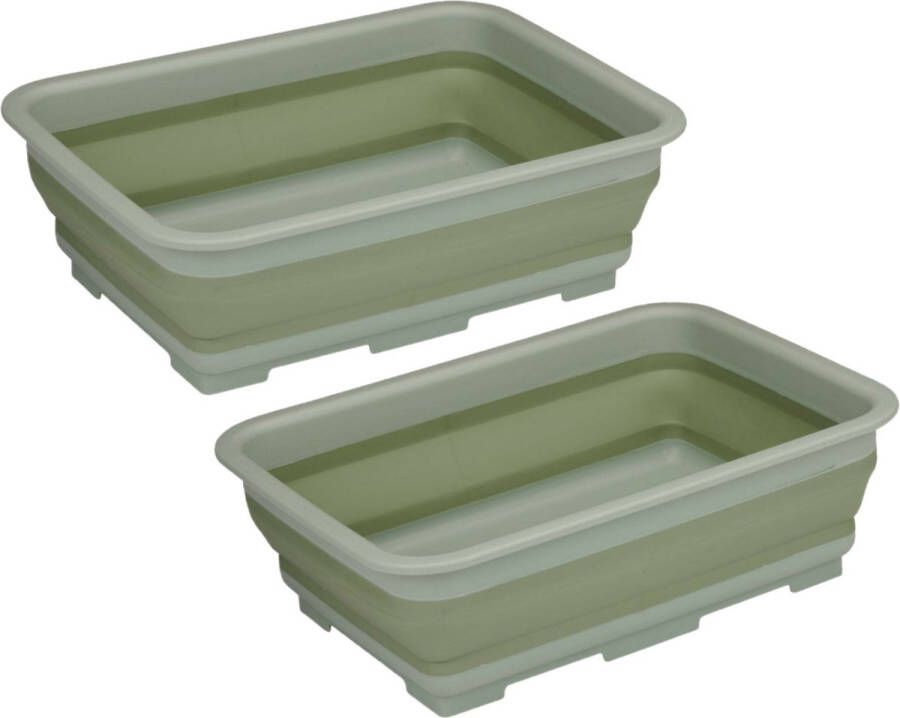 Alpina Wasmand opbergmand opvouwbaar 2x kunststof 12 L groen 37 x 27 x 12 cm huishoud camping