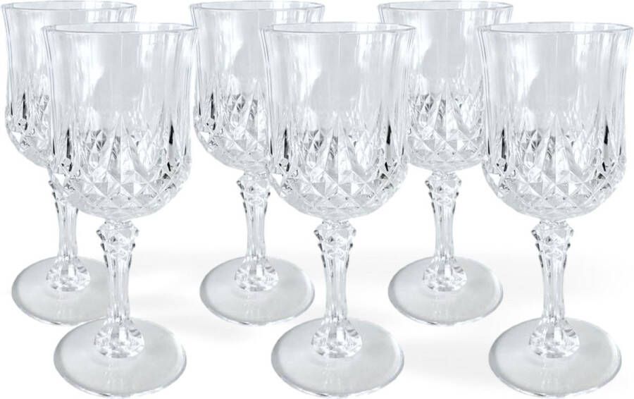 Alpina Plastic Wijnglazen Set 6 Stuks Kunststof Wijn Glazen 200ml Wijnglas met Kristaleffect Plastic Bekers Geschikt voor Fris Rode en Witte Wijn Hand Afwasbaar Transparant