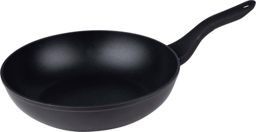 Alpina Wok hapjes bak pan Professional met anti aanbak laag metaal zwart Dia 28 x H7 cm Koekenpannen