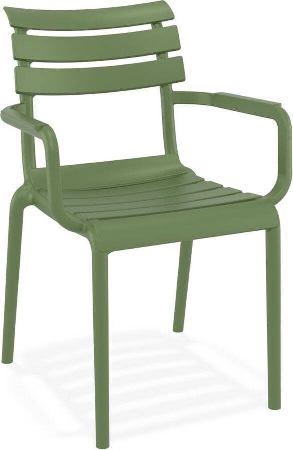 Alterego Design Alterego Groene tuinstoel 'FLORA' met armleuningen van kunststof