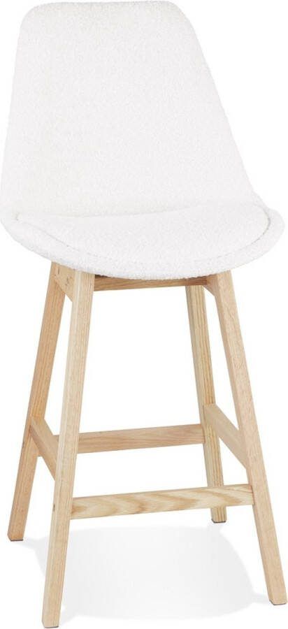 Alterego Design Alterego Scandinavische halfhoge kruk 'SANDRA MINI' van witte badstof