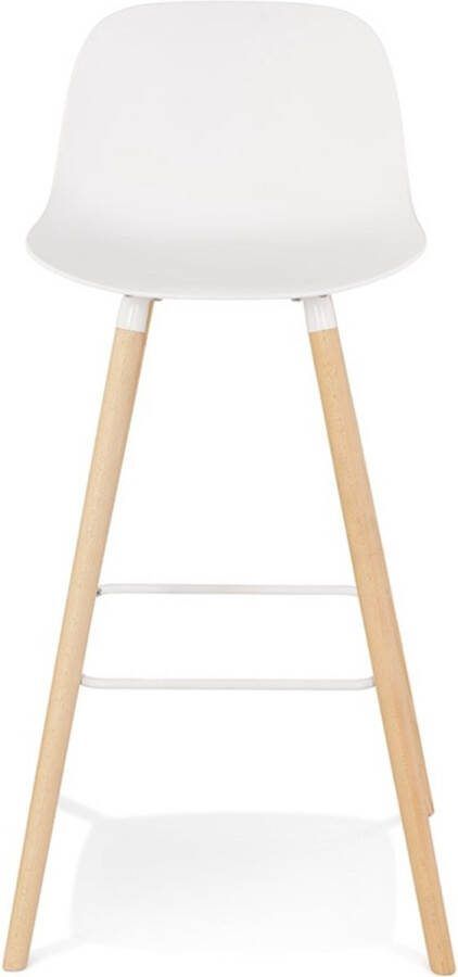 Alterego Tatsu Witte Barkruk Natuurlijke Houten Poten 49x49x99cm