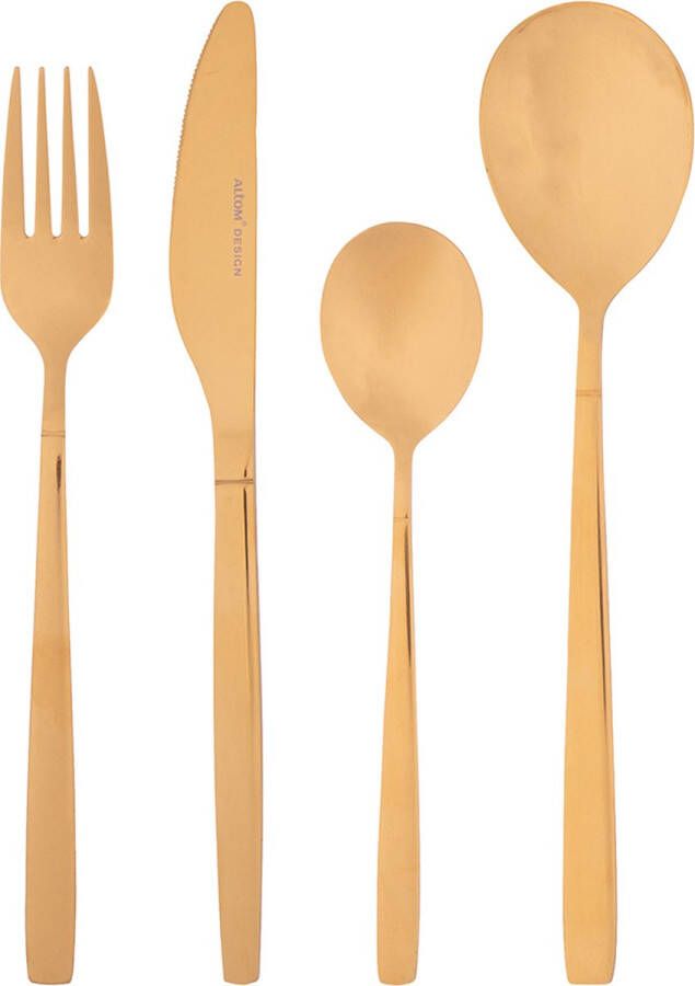 Altom Design 24 delige bestekset voor 6 personen rvs Bestekset met messen vorken lepels en dessertlepels Goudkleurig