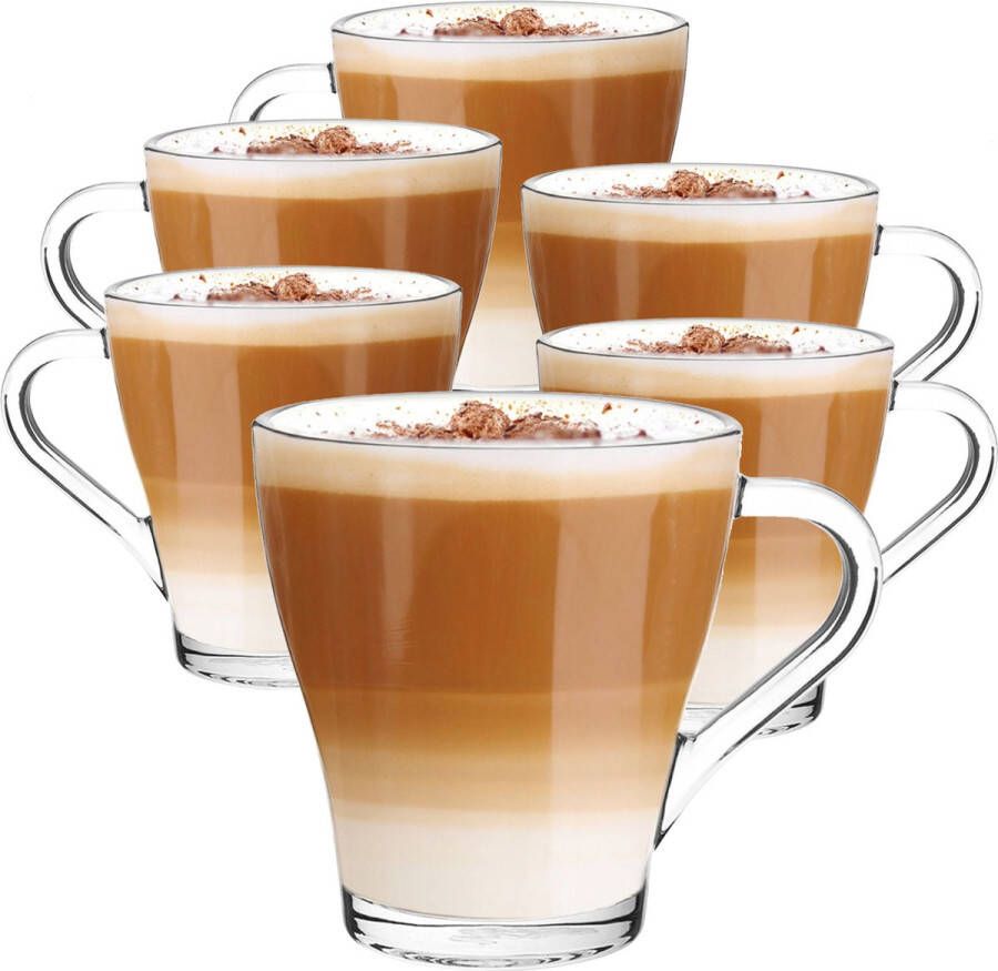 Altom Design Koffieglas Theeglazen – Cappuccino glazen Latte Macchiato Glazen 270ML Set Van 6