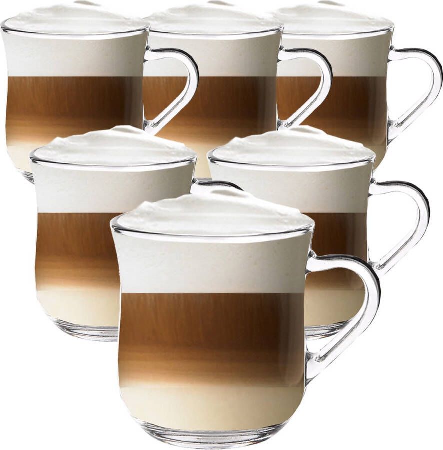 Altom Design Koffieglas Theeglazen – Cappuccino glazen Latte Macchiato Glazen 330ML Set Van 6