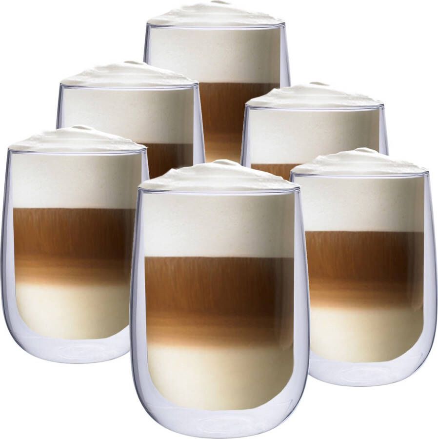 Altom Design Latte Macchiato Glazen Dubbelwandige Koffieglazen Cappuccino Glazen 450 ML 6x