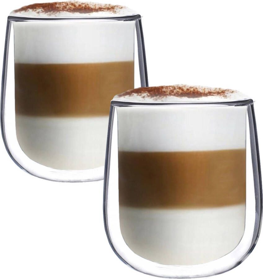 Altom Design Luxe Latte Macchiato Glazen Dubbelwandig Koffieglazen Cappuccinoglazen Theeglas 350 ML Set Van 2