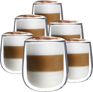 Altom Design Luxe Dubbelwandige Koffieglazen Cappuccino Glazen Dubbelwandige Theeglazen 350 ML 6 Stuks