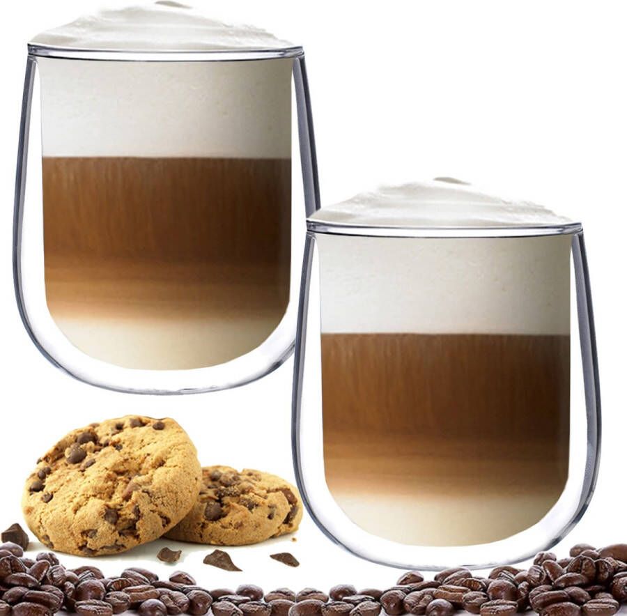 Altom Design Luxe Dubbelwandige Koffieglazen Theeglazen Cappuccino Glazen Theeglazen Dubbelwandig 250ml set van 2