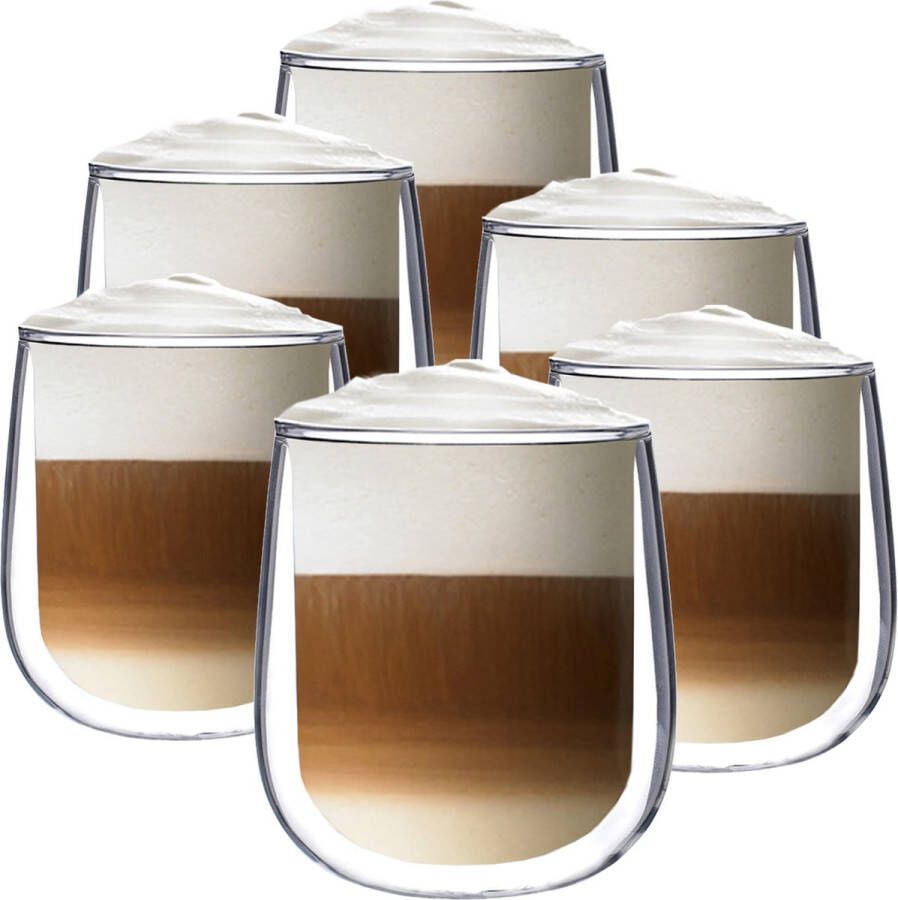 Altom Design Luxe Dubbelwandige Koffieglazen Theeglazen Cappuccino Glazen Theeglazen Dubbelwandig 250ml set van 6