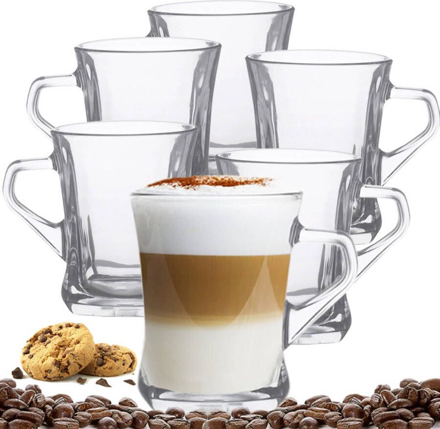 Altom Design Luxe Latte Macchiato Koffieglazen Cappuccino Glazen Cappuccino Kop Latte Glazen 250 ML Set Van 6