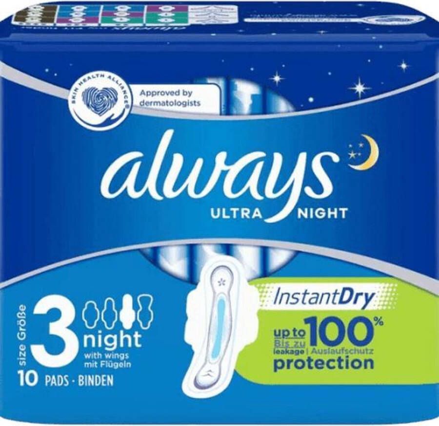 Always 16 x Maandverband Ultra Night Milieuvriendelijk Voordeelverpakking 10 stuks