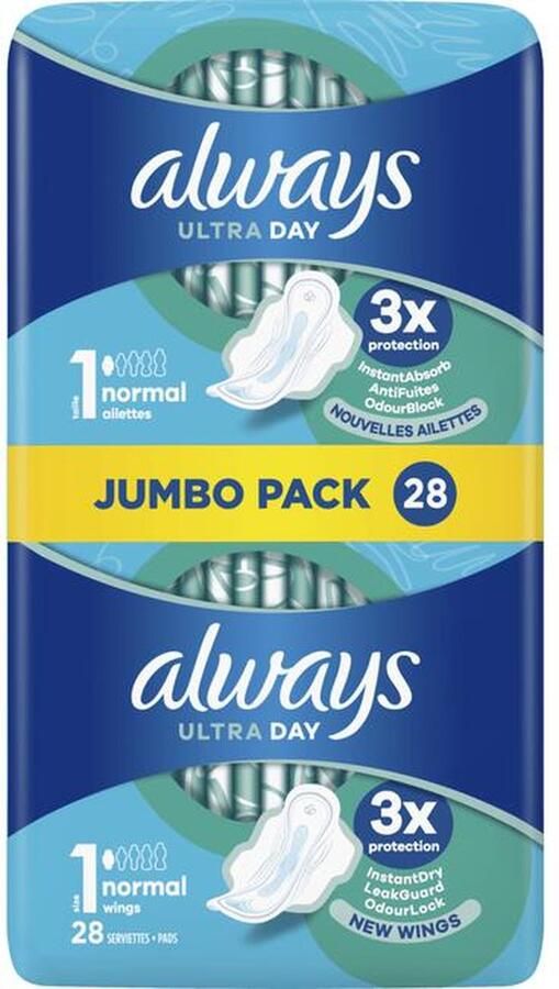 Always Ultra Day Maandverband Normal Met Vleugels 28 Stuks