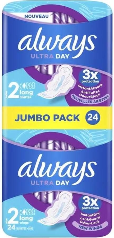 Always Ultra Maandverband Long Met Vleugels 24 Stuks