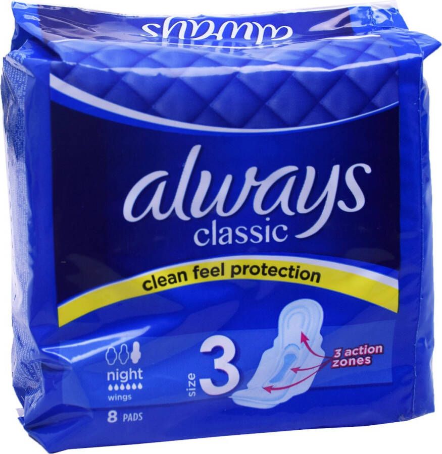 Always Classic Night Clean Feel Protection 1 x 8 stuks