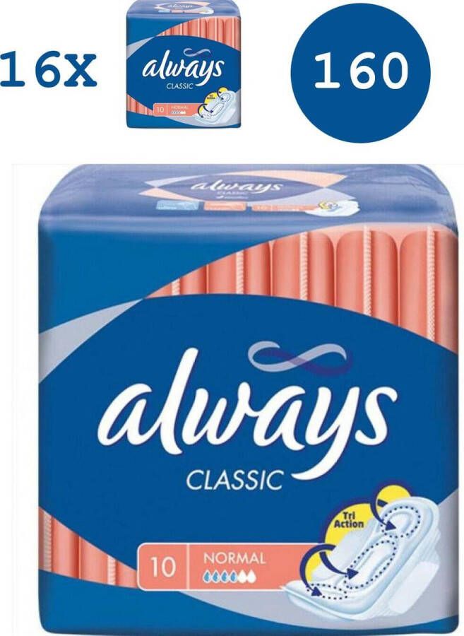 Always Classic Normal 16 x 10 stuks (160 stuks) Voordeelverpakking