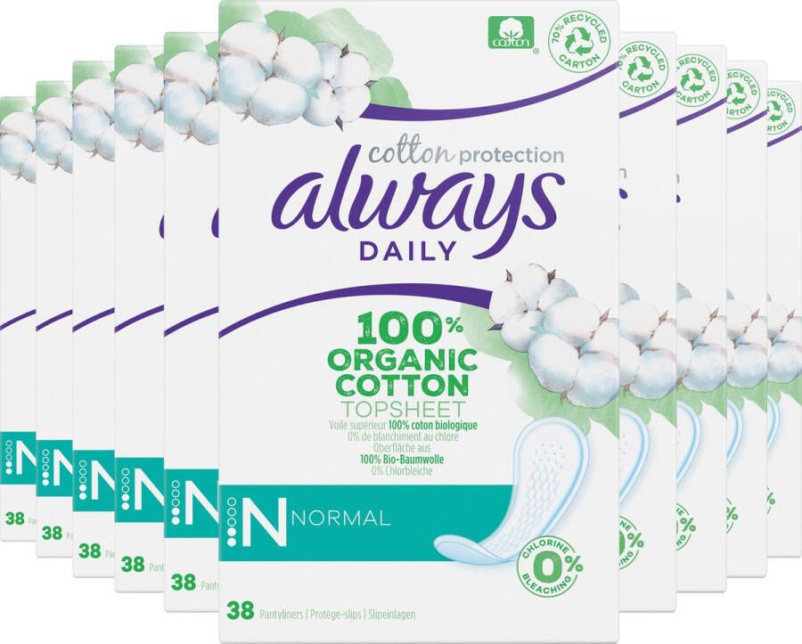 Always Dailies Cotton Protection Normal Voordeelverpakking 10 x 38 stuks Inlegkruisjes