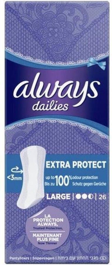 Always Dailies Liner Extra Protect Large Insert Crosses 26 Pieces