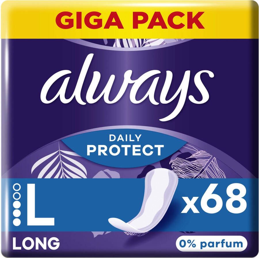 Always Daily Protect Long 0% Parfum Inlegkruisjes 68 Stuks