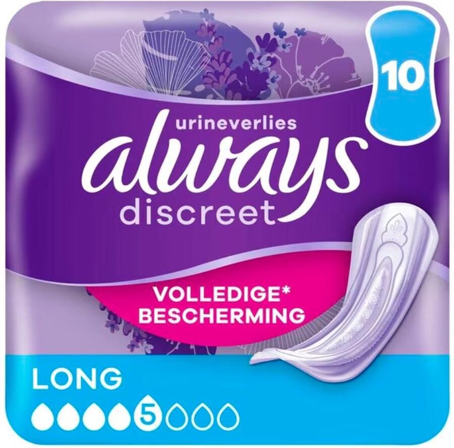 Always Discreet Voordeelverpakking van 2 x Incontinentie Verband 10 stuks Long Plus
