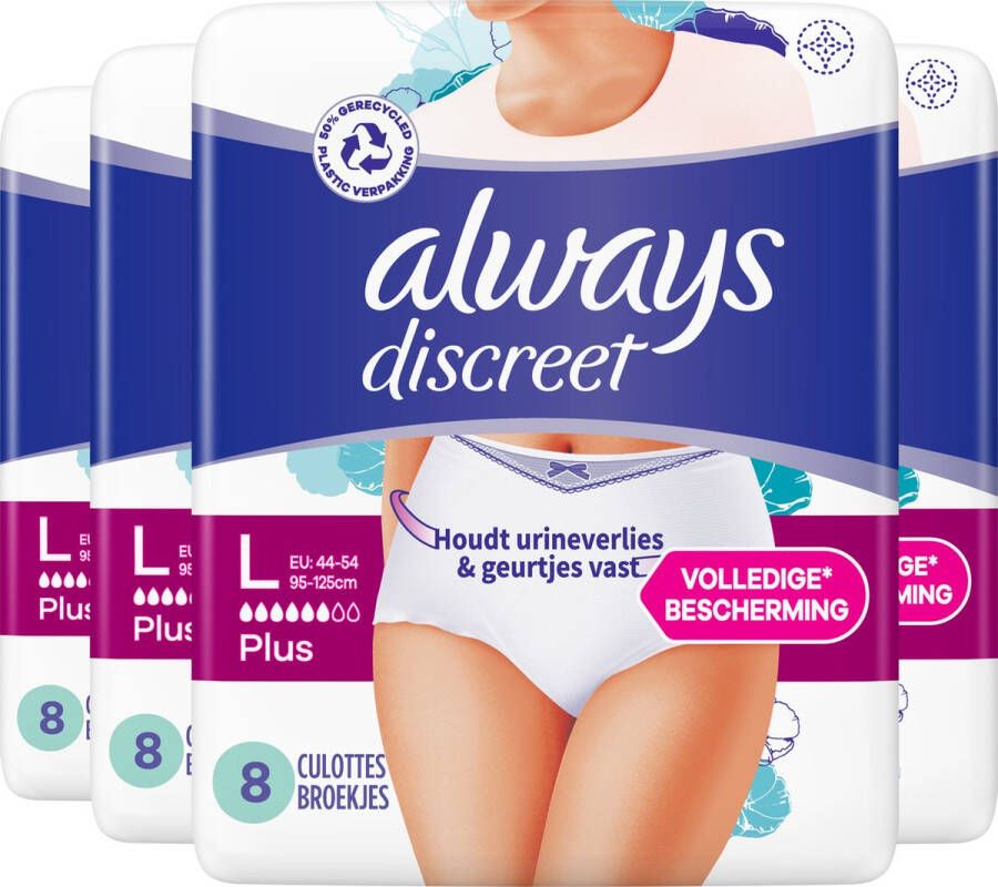 Always Discreet Incontinentiebroekjes voor Urineverlies Maat Plus L 32 Stuks