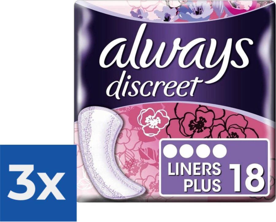 Always Discreet Inlegkruisjes Plus 18 Stuks Voordeelverpakking 3 stuks
