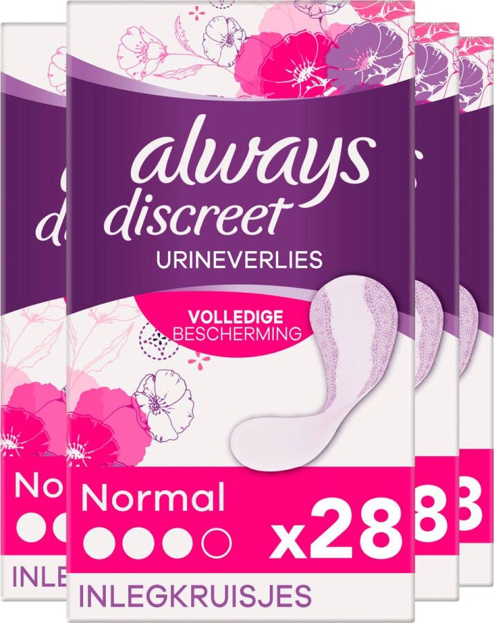 Always Discreet Inlegkruisjes Voor Urineverlies Normal Voordeelverpakking 4 x 28 stuks