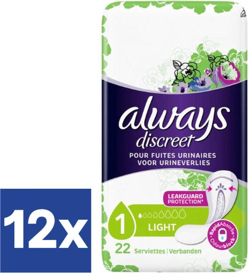 Always Discreet Light Maandverband (Voordeelverpakking) 12 x 22 stuks