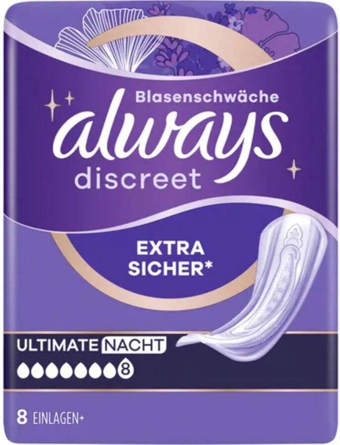 Always Discreet Maxi Night Incontinentieverband voor Urineverlies 8 Stuks