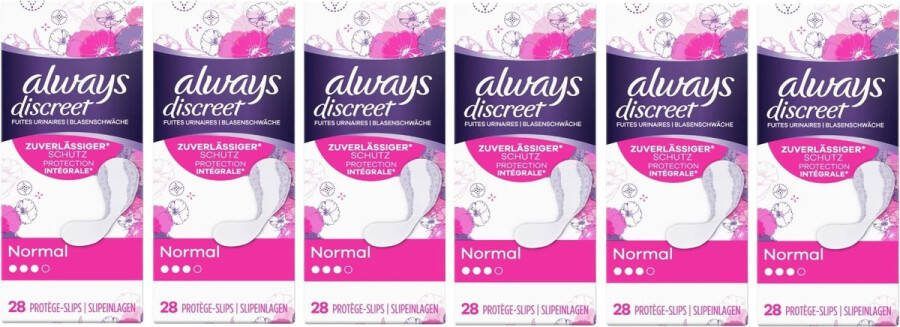 Always Discreet Normal Inlegkruisjes Urineverlies 6x28 Stuks Voordeelverpakking
