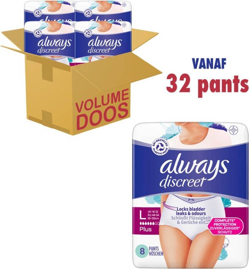 Always Discreet Pants Large Plus 6 (4 x 8 stuks)